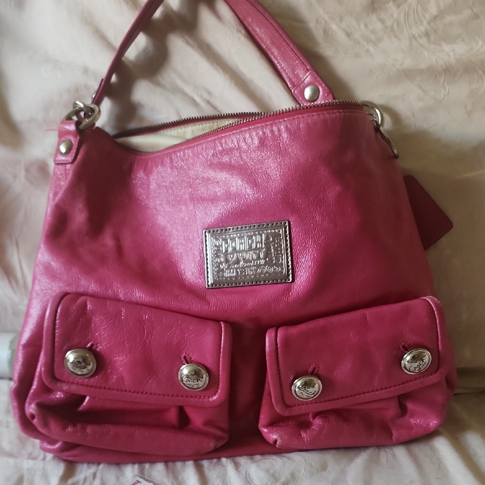 COACH  Pink Shoulder Bag with Silver Accents
